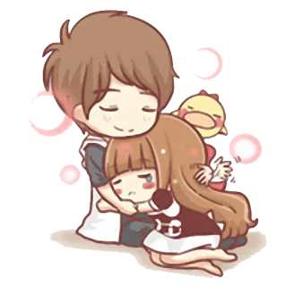 😌 Paar, Umarmung, Liebe, süß, Cartoon, Zuneigung, Beziehung telegram sticker