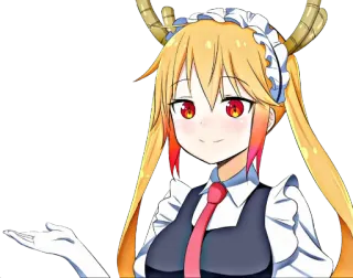 🐉 Tohru Miss Kobayashi's Dragon Maid Anime, Dragón, Maid, Tohru, Cuernos, Kawaii telegram sticker