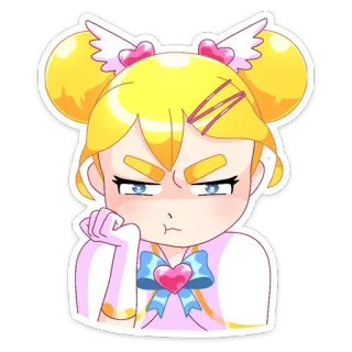 😡 Ragazza anime, Personaggio cartone animato, Capelli biondi, Carino, Adesivo, Animazione telegram sticker