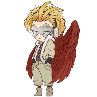 😏 Hawks My Hero Academia anime, hero, wings, manga, chibi whatsapp sticker