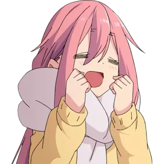 😍 动漫, 卡通, 女孩, 粉色头发, 快乐 telegram sticker