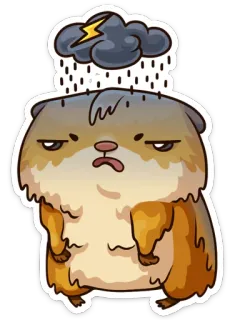 ☁ hamster, sturm, regen, wütend, launisch, aufkleber, tier telegram sticker