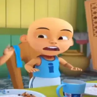 👩‍🦲 Upin Cartoon, Figur, Upin telegram sticker