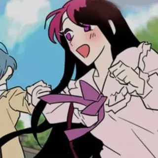 😆 Anime Mädchen, Cartoon, Pink, Mädchen, Fröhlich, Aufgeregt whatsapp sticker