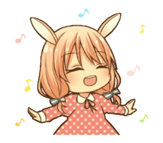 🎶 Anime, Chibi, Coelho, Fofo, Kawaii, Desenho animado whatsapp sticker