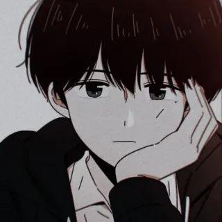 🧃 Chłopak anime, Manga, Ilustracja, Kreskówka, Portret, Smutny telegram sticker