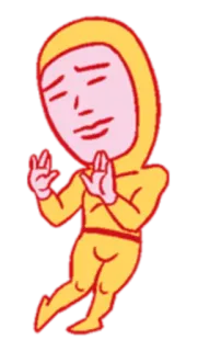 ✋ abito giallo, figura, persona, cappuccio, cartone animato, illustrazione whatsapp sticker