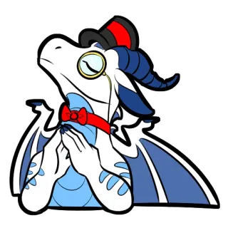 🧐 龙, 高帽, 单片眼镜, 领结, 卡通, 贴纸 telegram sticker