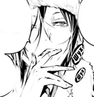 🌟 Шух アニメ, マンガ, キャラクター, 白黒 telegram sticker