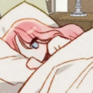 🎀 Anime, Mädchen, schlafend, Bett, süß, rosa Haare telegram sticker