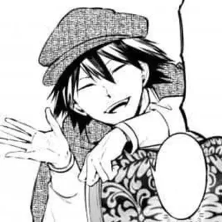 🐁 anime, manga, glimlachend, hoed, blij, personage telegram sticker