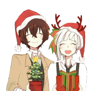 🎅 Natal, Anime, Festivo, Personagens, Feriado, Presente telegram sticker
