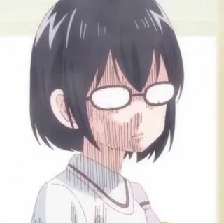😶 Anime, Meisje, Expressie, Geschrokken, Bril telegram sticker