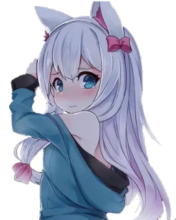 🙄 anime, kocica, słodkie, kawaii, manga, dziewczyna, uszy telegram sticker