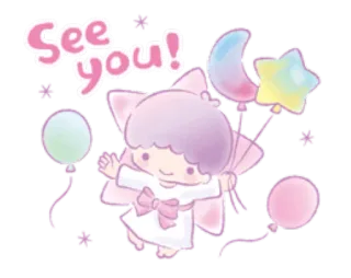 📌 See you! słodkie, kawaii, powitanie, gwiazdy, balony, pa telegram sticker