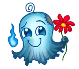 ☺️ Geist, Blume, süß, Cartoon, Gespenst, freundlich, Aufnäher whatsapp sticker