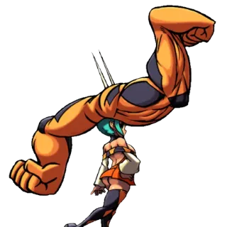 🏆 Cerebella Skullgirls skullgirls, cerebella, 격투 게임, 애니메이션 여자, 비디오 게임, 주황색, 파란 머리 telegram sticker