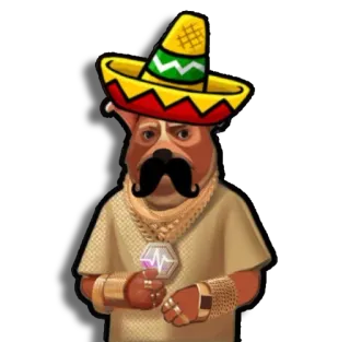 🌮 dog, sombrero, cartoon, mustache, gold chain, mexican, party, celebration telegram sticker