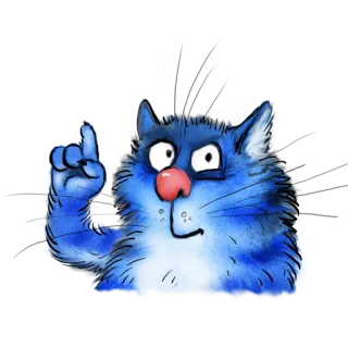 ☝️ gatto, blu, divertente, cartone animato, animale telegram sticker