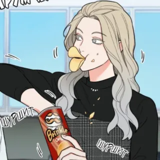 ♥️ шуршит mulher, batatas fritas, snack, ilustração telegram sticker