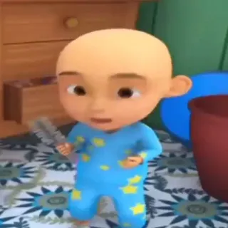 👩‍🦲 Upin Upin & Ipin Cartoon, Upin & Ipin, kahlköpfig, Pyjama, Baby telegram sticker