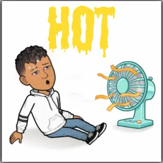 😮‍💨 HOT ร้อน, เหงื่อออก, พัดลม, การ์ตูน, อากาศ, ฤดูร้อน, เหนื่อย telegram sticker