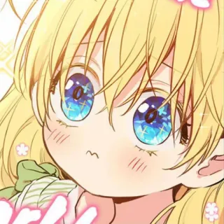 👑 enfant, animé, mignon, blonde, yeux, fille, fleur, bébé telegram sticker