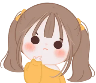 🤔 Anime, Dessin animé, Fille, Autocollant, Moue, Mignon whatsapp sticker
