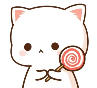 🍼 gato, pirulito, fofo, kawaii, adesivo, gato branco, desenho animado telegram sticker