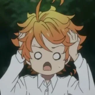🧡 Emma The Promised Neverland Anime, The Promised Neverland, Emma, Schockiert, Besorgt, Orange Haare whatsapp sticker