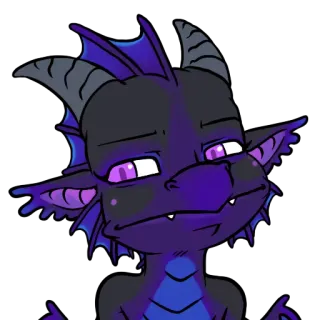 😑 dragon, anthro, character, purple, cartoon, fantasy creature whatsapp sticker