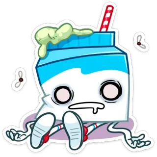 😵 kotak susu, busuk, zombie, mayat hidup, kartun, stiker, pembusukan telegram sticker