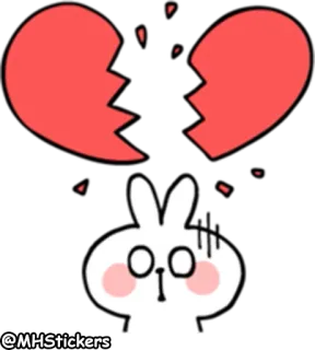 💔 @MHStickers coração partido, triste, chateado, coelho, adesivo, fofo, desenho animado whatsapp sticker