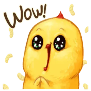 🐥 Wow! ayam, wow, imut, menggemaskan, hewan, kuning telegram sticker