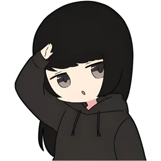 🫡 anime, girl, cartoon, hoodie, confused, cute telegram sticker