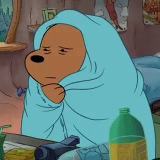 🤒 Ice Bear We Bare Bears Мультик, Медведь, Белый медведь, Одеяло, Грустный, Милый, Анимированный, Уютный whatsapp sticker