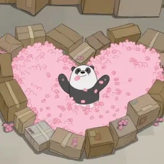 🦄 Panda We Bare Bears 熊猫, 咱们裸熊, 可爱, 卡通, 迷人, 爱心, 盒子 telegram sticker