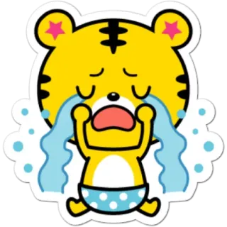 😭 tigre, cartone animato, piangere, triste, bambino, animale telegram sticker
