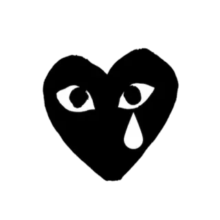 😢 heart, eyes, tear, black, white, sad telegram sticker