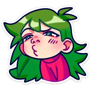😘 Мультфильм, Аниме, Зеленые волосы, Девушка, Стикер telegram sticker