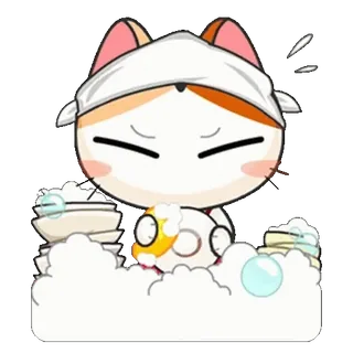🧹 แมว, อาบน้ำ, น่ารัก, สัตว์, การ์ตูน, ฟอง telegram sticker