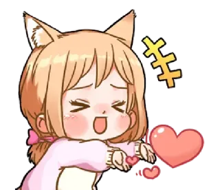 ☺️ ragazza anime, orecchie da gatto, cuore, kawaii, carino, chibi telegram sticker