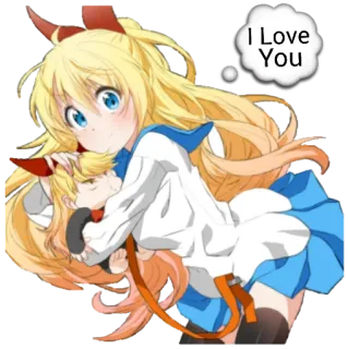 ❤ I Love You anime, love, cute, hug, cartoon, character, fanart telegram sticker