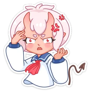 😠 Anime, Ragazza, Demone, Arrabbiato/a, Cartone animato, Adesivo, Diavolo, Frustrato/a whatsapp sticker