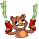 🤑 ours, argent, dessin animé, richesse, arme, espèces whatsapp sticker