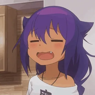 😑 庚 อนิเมะ, น่ารัก, การ์ตูน, ผู้หญิง, หูแมว telegram sticker