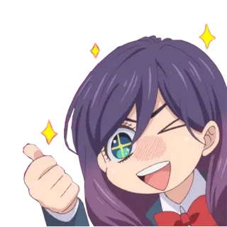 👍 anime girl, wink, thumb up, sparkles, cute whatsapp sticker