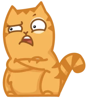 😧 кот, наклейка, оранжевый, животное, мультфильм telegram sticker