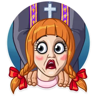 😨 священник, церковь, религия, испуганный, кукла, крест telegram sticker