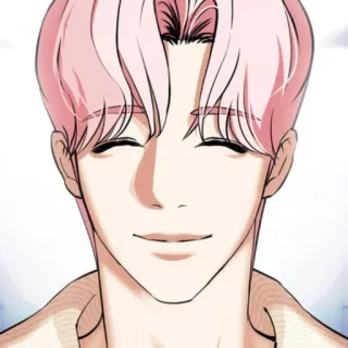 😄 Anime, Cartoon, Männlich, Pinke Haare, Lächelnd telegram sticker